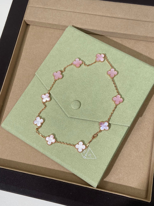 [Lumi Jewelry]CLOVER 10 MOTIFS PINK NECKLACE