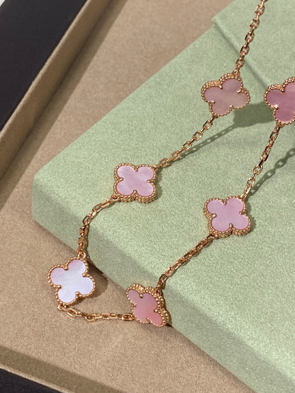 [Lumi Jewelry]CLOVER 10 MOTIFS PINK NECKLACE