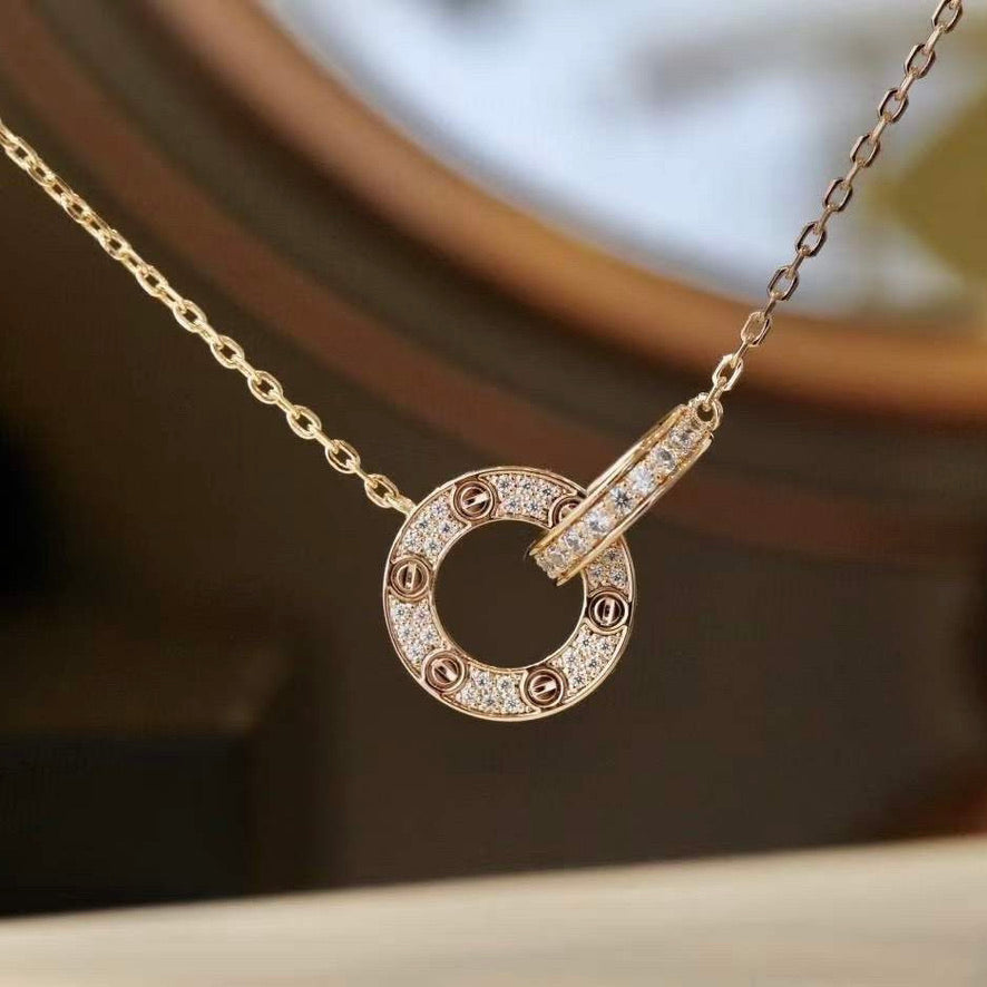 [Lumi Jewelry]LOVE  FULL DIAMOND PENDANT NECKLACE