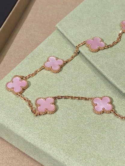 [Lumi Jewelry]CLOVER 10 MOTIFS PINK NECKLACE