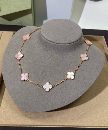 [Lumi Jewelry]CLOVER 10 MOTIFS PINK NECKLACE