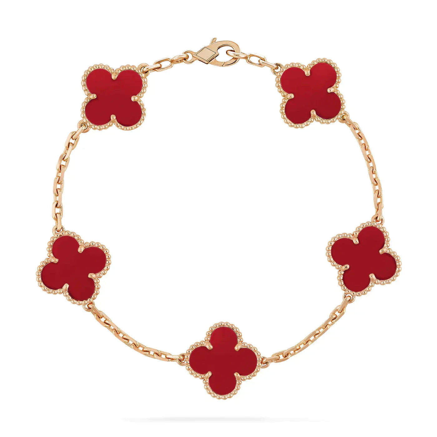 [Lumi Jewelry]CLOVER 5 MOTIFS RED AGATE  BRACELET