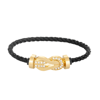 [Lumi Jewelry]CHANCE LARGE 8 FIGURE BUCKLE HALF DIAMOND BRACELET GOLD