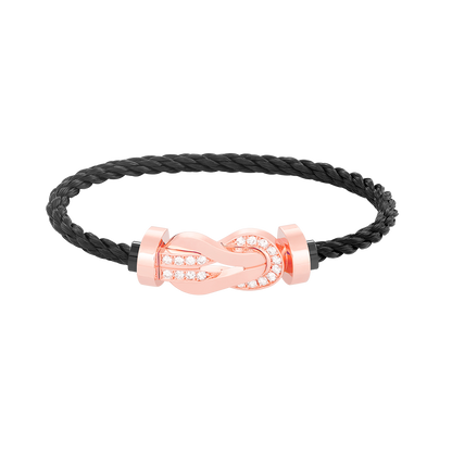 [Lumi Jewelry]CHANCE LARGE 8 FIGURE BUCKLE HALF DIAMOND BRACELET ROSE GOLD