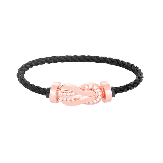 [Lumi Jewelry]CHANCE LARGE 8 FIGURE BUCKLE HALF DIAMOND BRACELET ROSE GOLD