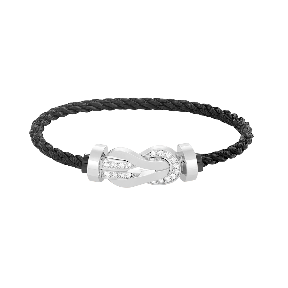 [Lumi Jewelry]CHANCE LARGE 8 FIGURE BUCKLE HALF DIAMOND BRACELET SILVER