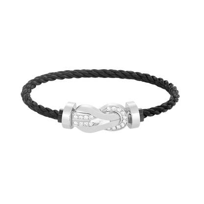 [Lumi Jewelry]CHANCE LARGE 8 FIGURE BUCKLE HALF DIAMOND BRACELET SILVER