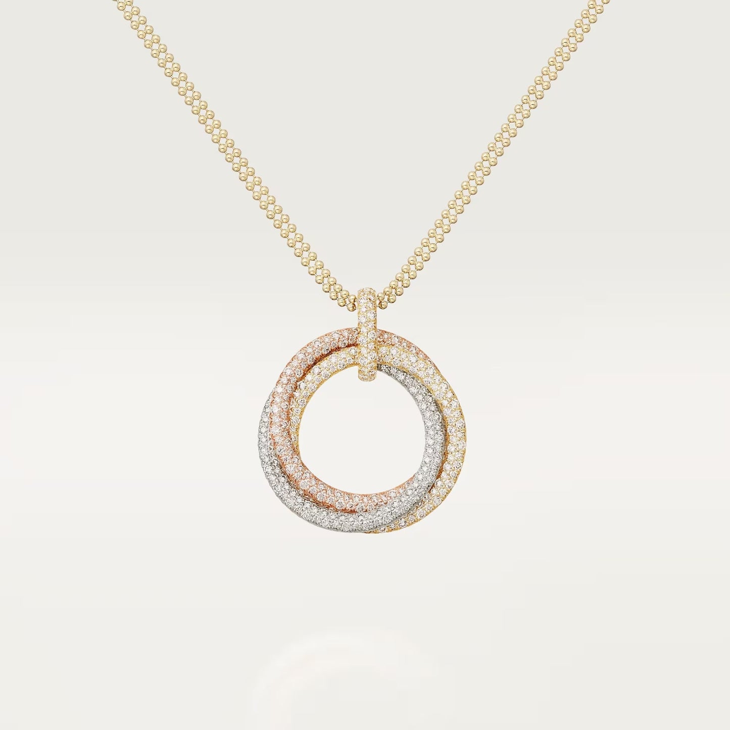 [Lumi Jewelry]TRINITY LARGE FULL DIAMOND  NECKLACE
