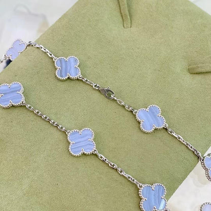 [Lumi Jewelry]CLOVER 10 MOTIFS PURPLE CHALCEDONY NECKLACE