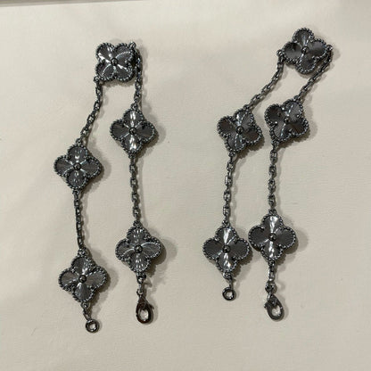 [Lumi Jewelry]CLOVER 5 MOTIF BLACK BRACELET