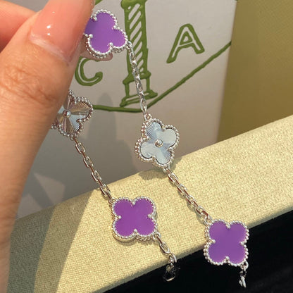 [Lumi Jewelry]CLOVER  5 MOTIFS  PURPLE VIOLET BRACELET SILVER