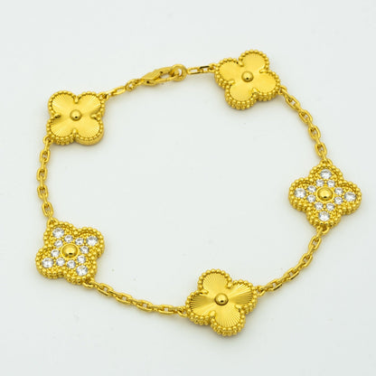 [Lumi Jewelry]CLOVER BRACELET 5 MOTIFS GOLD DIAMOND