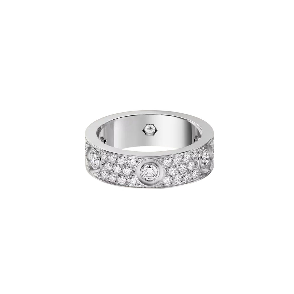 [Lumi Jewelry]LOVE 5.5MM FULL-PAVE 6-DIAMOND RING