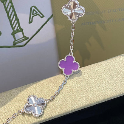 [Lumi Jewelry]CLOVER  5 MOTIFS  PURPLE VIOLET BRACELET SILVER