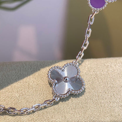 [Lumi Jewelry]CLOVER  5 MOTIFS  PURPLE VIOLET BRACELET SILVER