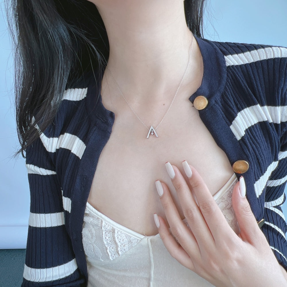 [Lumi Jewelry]Sparkling "A" Shape Necklace
