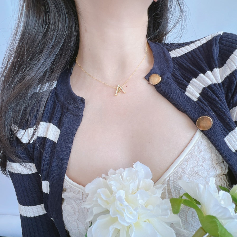 [Lumi Jewelry]Sparkling "A" Shape Necklace