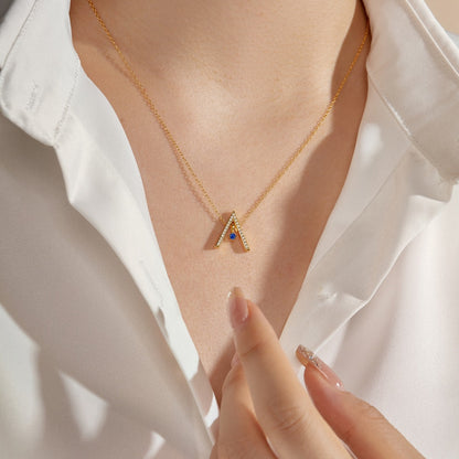 [Lumi Jewelry]Sparkling "A" Shape Necklace