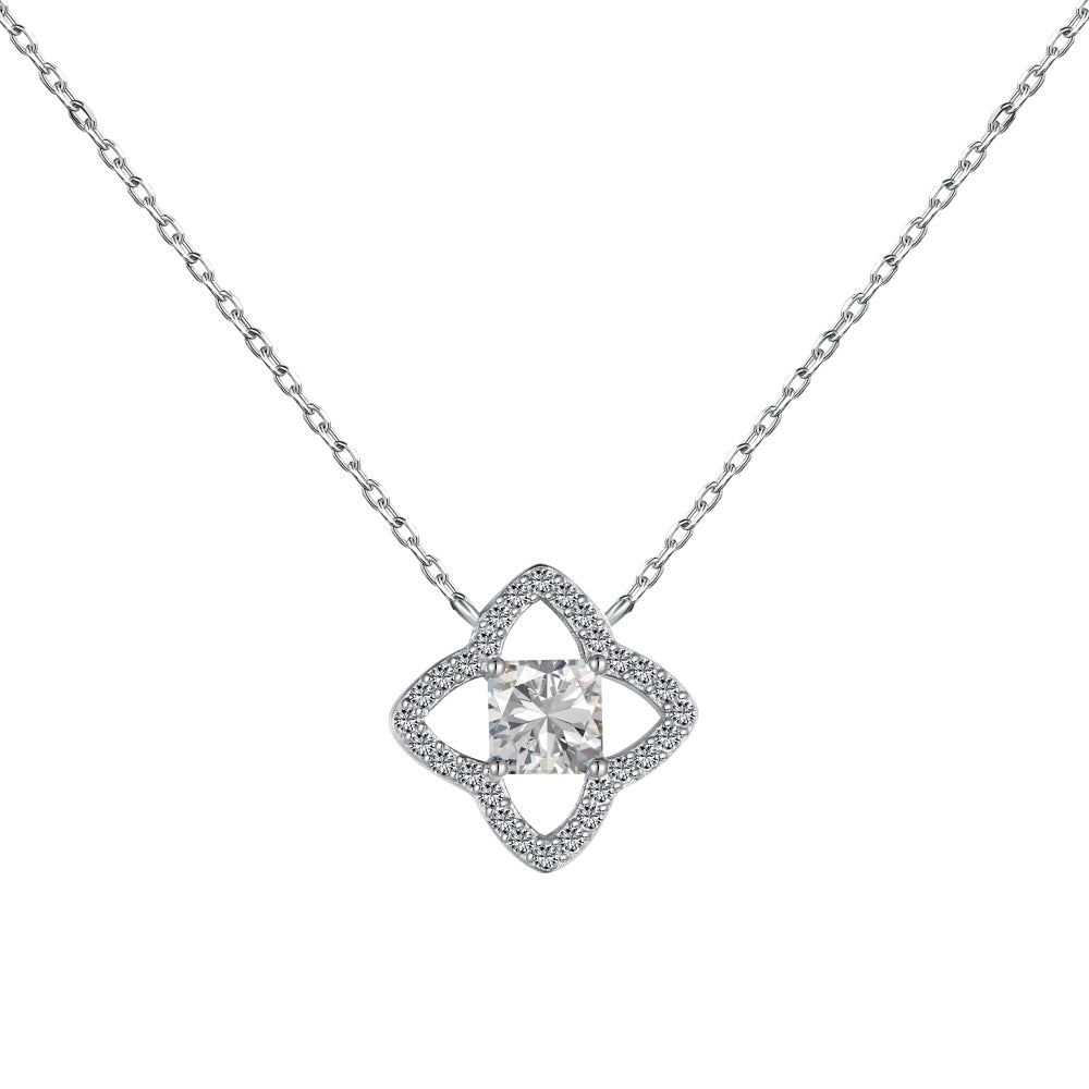 [Lumi Jewelry]Exquisite Flower Shape Princess Cut Necklace