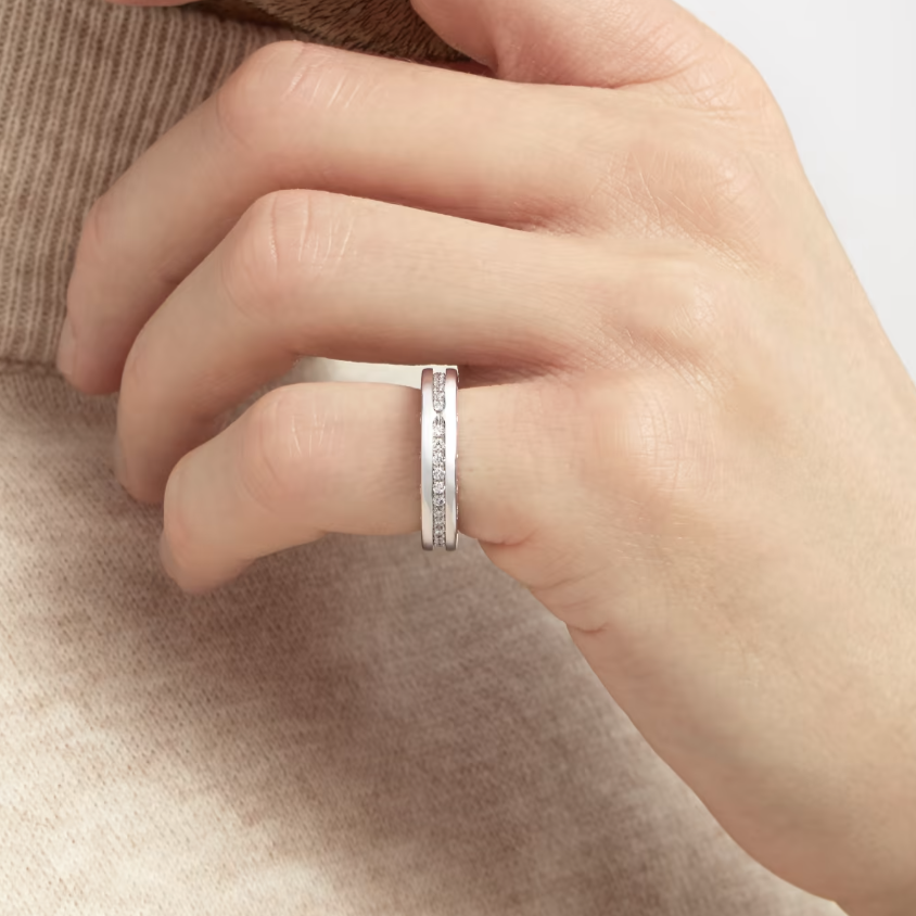 [Lumi Jewelry]ZERO 1 ONE-BAND PAVED DIAMONDS ON THE SPIRAL RING