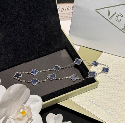 [Lumi Jewelry]CLOVER 10 MOTIFS BIDE STONE NECKLACE