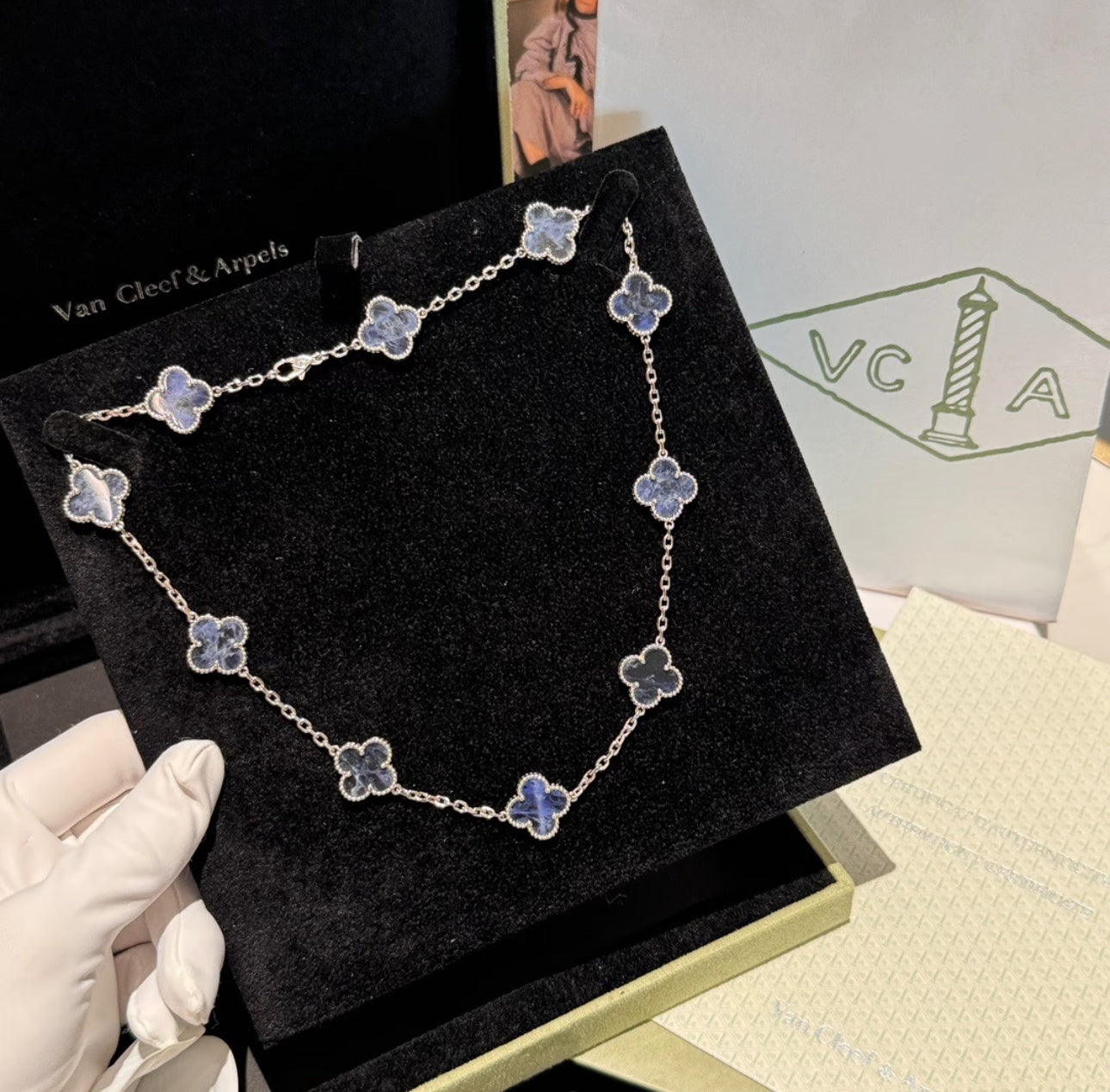 [Lumi Jewelry]CLOVER 10 MOTIFS BIDE STONE NECKLACE
