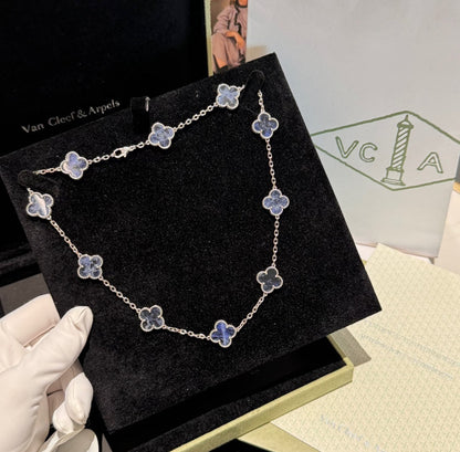 [Lumi Jewelry]CLOVER 10 MOTIFS BIDE STONE NECKLACE