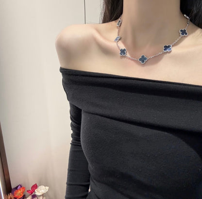 [Lumi Jewelry]CLOVER 10 MOTIFS BIDE STONE NECKLACE