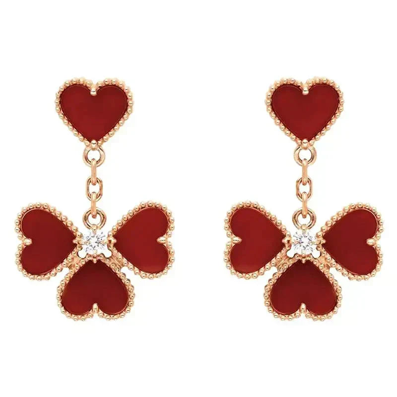 [Lumi Jewelry]SWEET CLOVER CARNELIAN EARRINGS