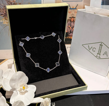 [Lumi Jewelry]CLOVER 10 MOTIFS BIDE STONE NECKLACE