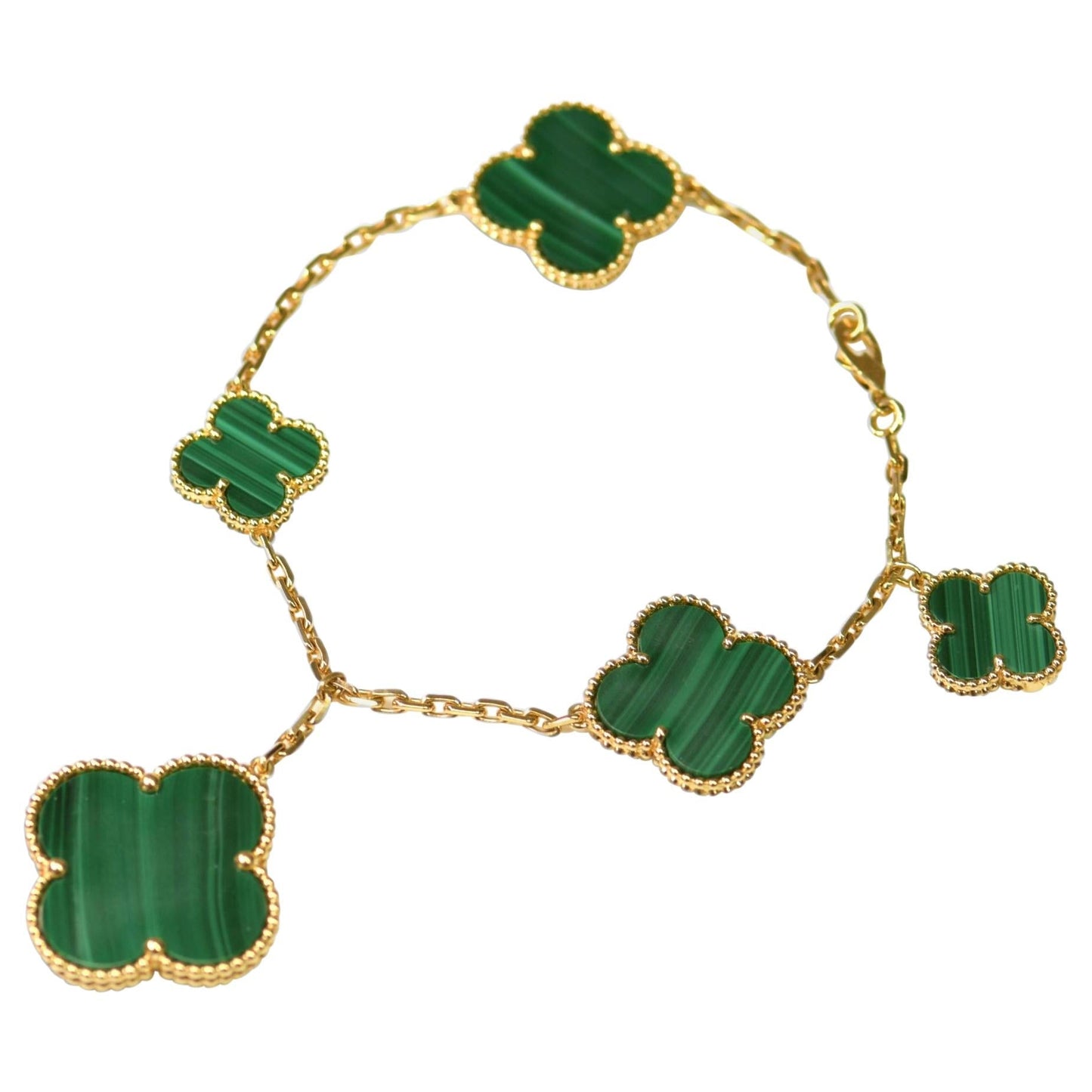 [Lumi Jewelry]MAGIC CLOVER MALACHITE GOLD BRACELET 5 MOTIFS