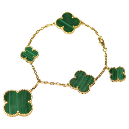 [Lumi Jewelry]MAGIC CLOVER MALACHITE GOLD BRACELET 5 MOTIFS