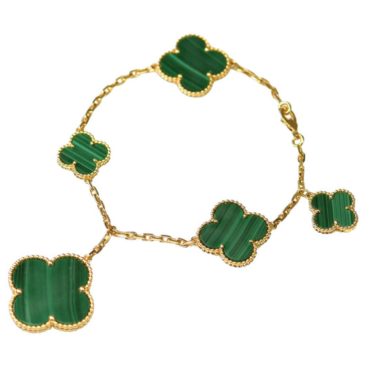 [Lumi Jewelry]MAGIC CLOVER MALACHITE GOLD BRACELET 5 MOTIFS