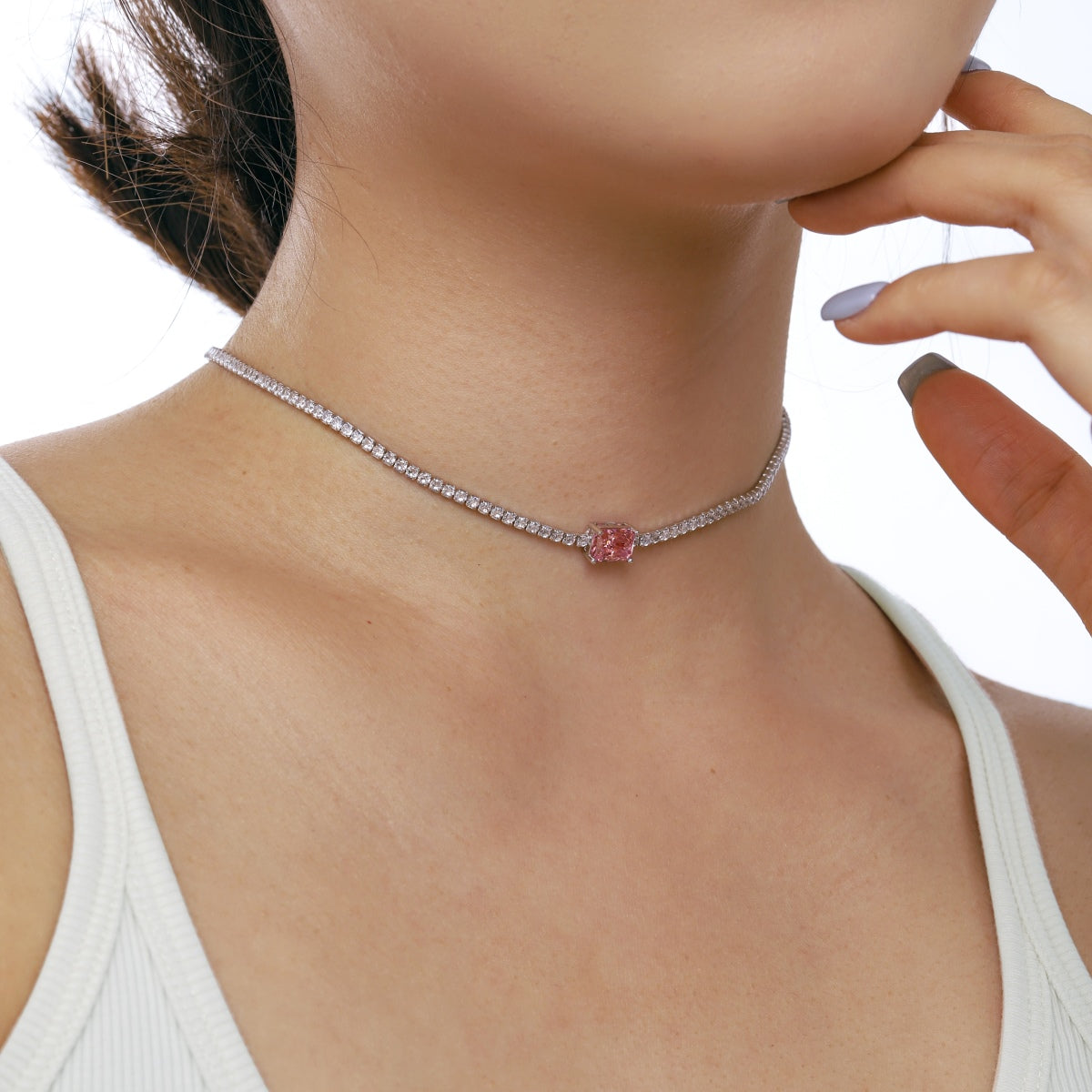 [Lumi Jewelry]2.0 carat Ornate Emerald Cut Necklace