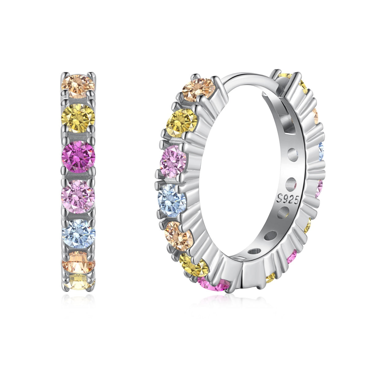 [Lumi Jewelry]Radiant Colorful Round Cut Earrings