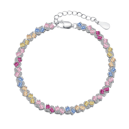 [Lumi Jewelry]Ornate Colorful Flower Shape Party Bracelet
