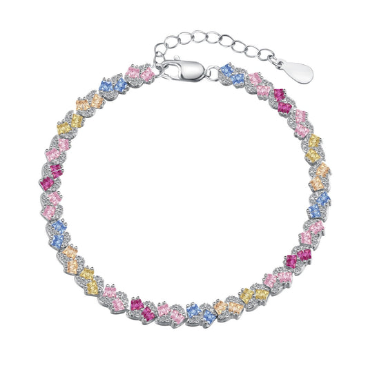 [Lumi Jewelry]Ornate Colorful Flower Shape Party Bracelet