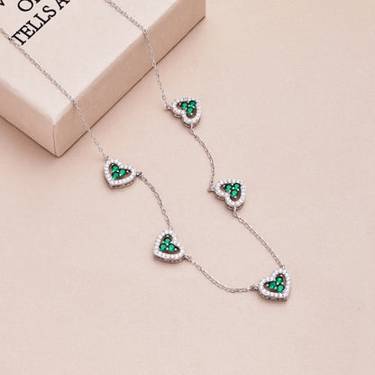 [Lumi Jewelry]Sparkling Five Heart Necklace