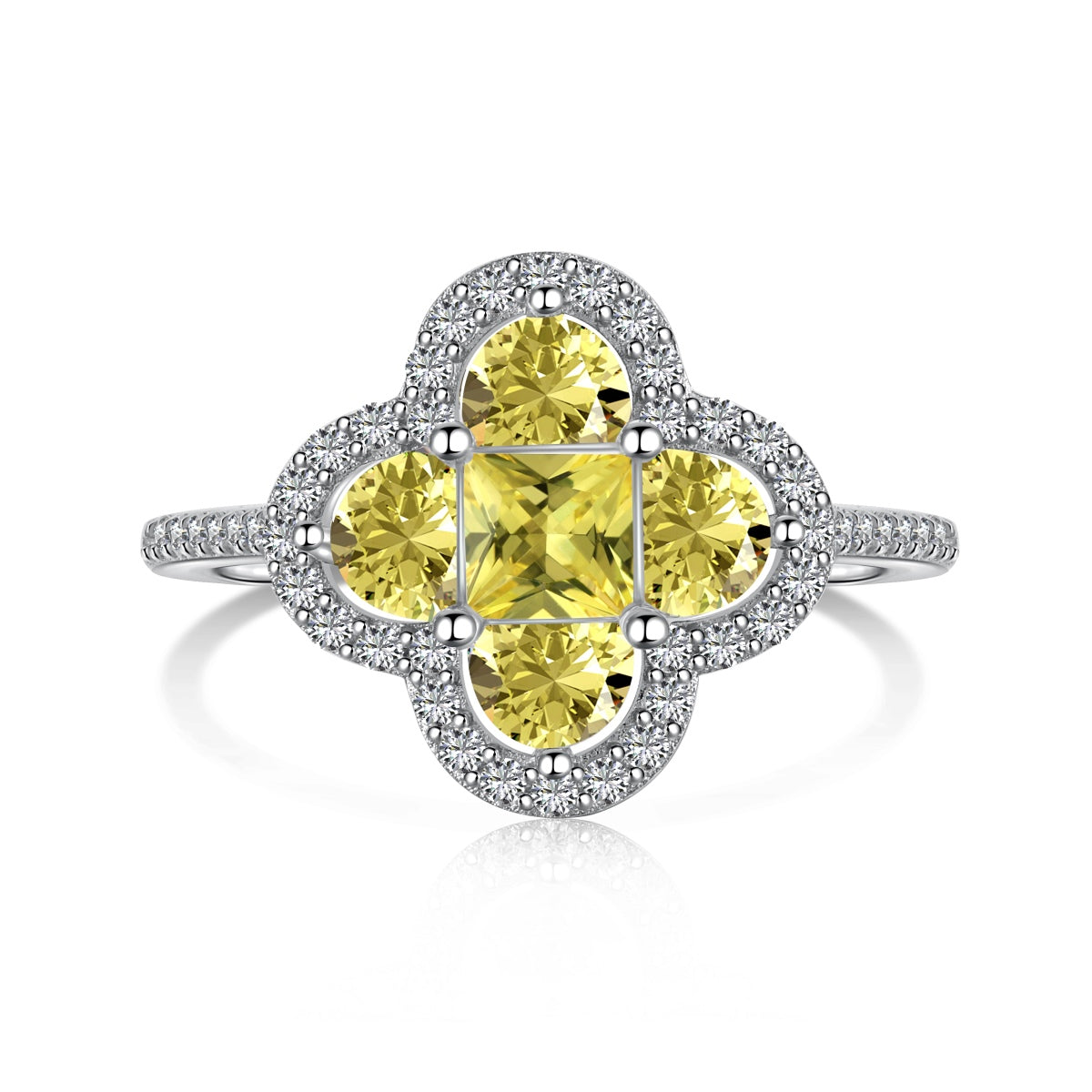 [Lumi Jewelry]Luxurious Eternity Flower Shape Banquet Ring