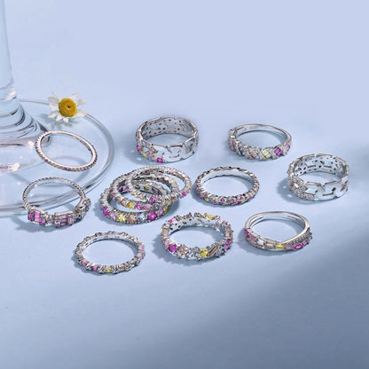 [Lumi Jewelry]Radiant Sparkling Round Cut Daily Ring