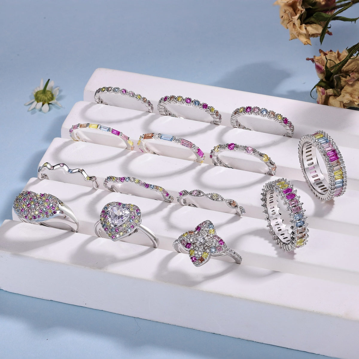 [Lumi Jewelry]Radiant Sparkling Round Cut Daily Ring
