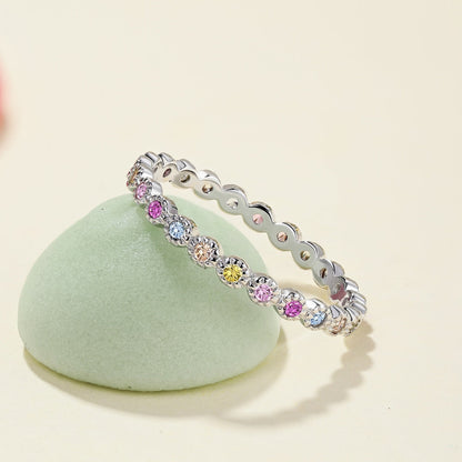 [Lumi Jewelry]Radiant Sparkling Round Cut Daily Ring