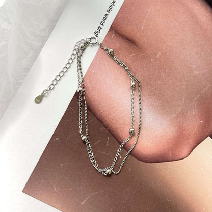 [Lumi Jewelry]Delicate Bead Double Layer Bracelet