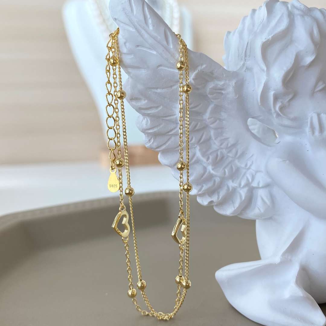 [Lumi Jewelry]Dainty Double Layer Love Heart Bracelet