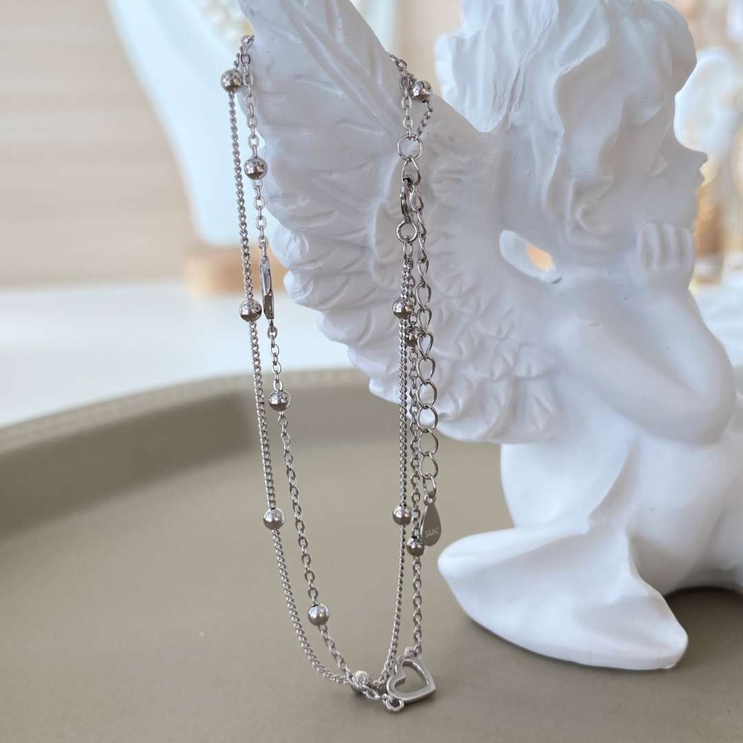 [Lumi Jewelry]Dainty Double Layer Love Heart Bracelet