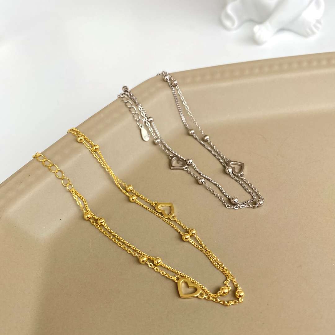 [Lumi Jewelry]Dainty Double Layer Love Heart Bracelet