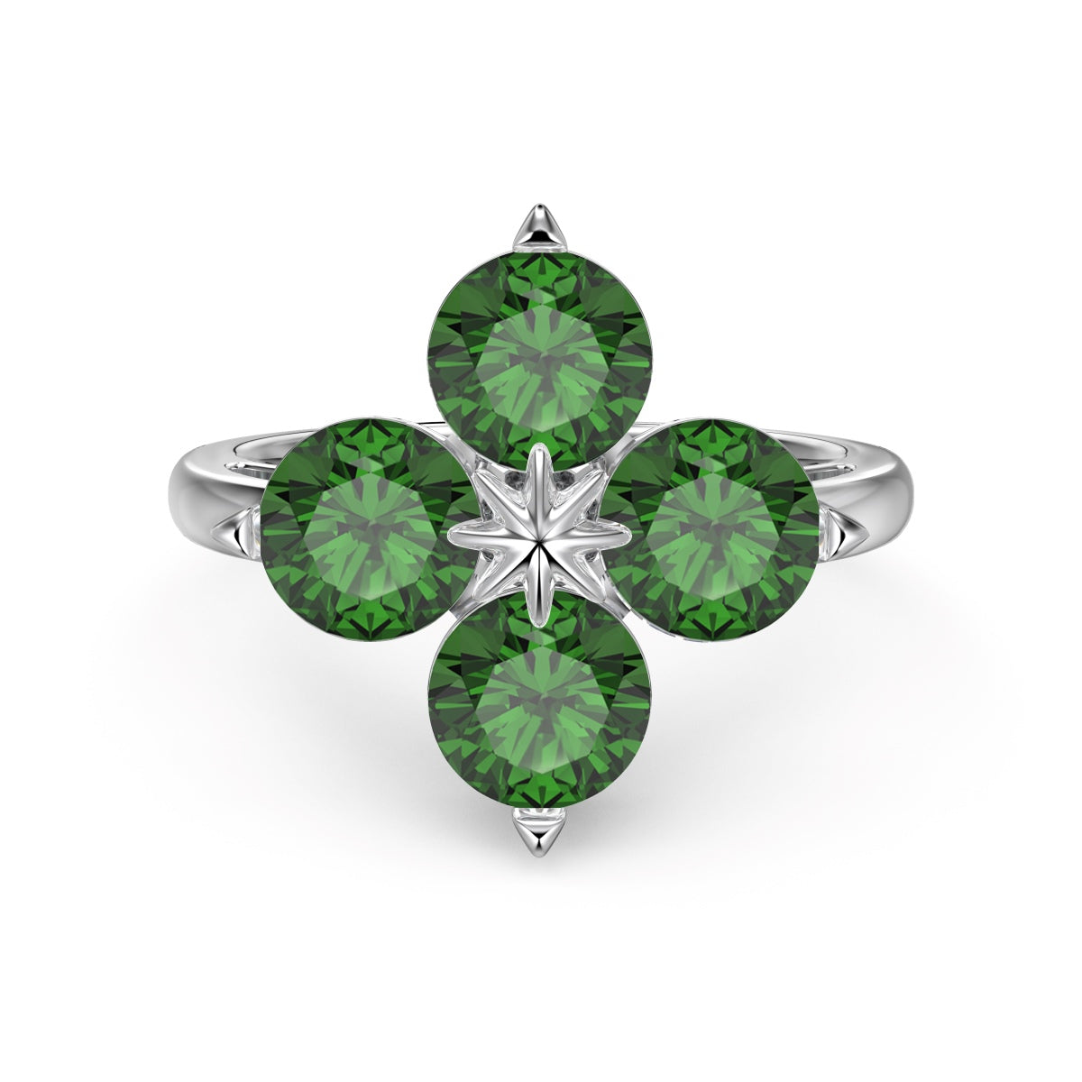[Lumi Jewelry]Four-Leaf Clover Eight-Pointed Star Ring