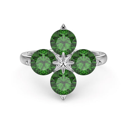 [Lumi Jewelry]Four-Leaf Clover Eight-Pointed Star Ring