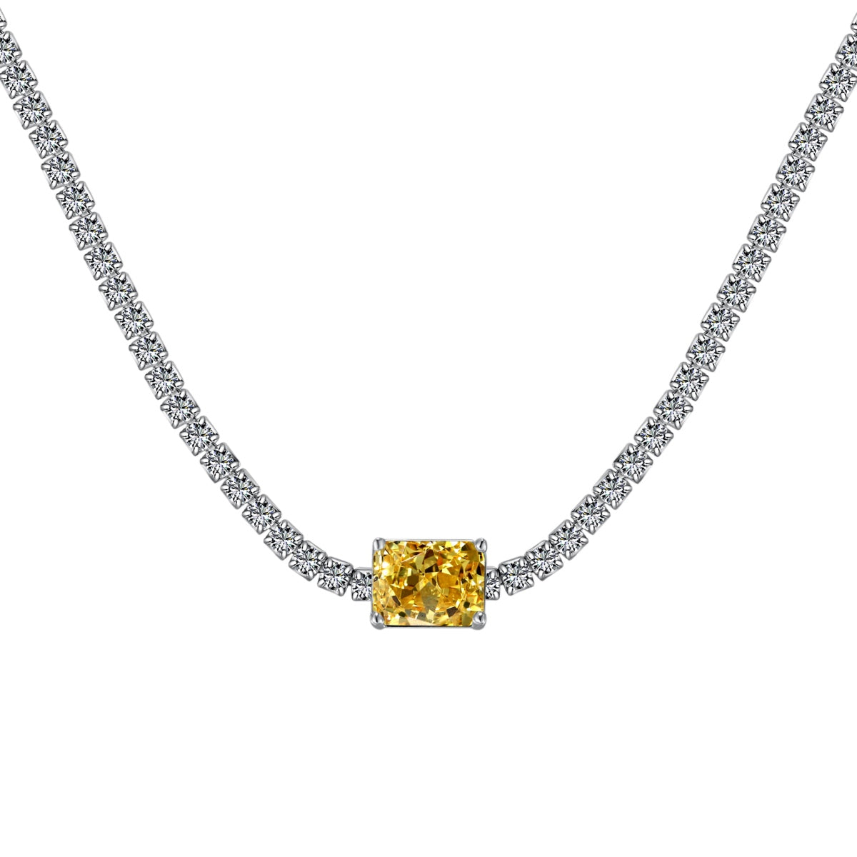 [Lumi Jewelry]2.0 carat Ornate Emerald Cut Necklace