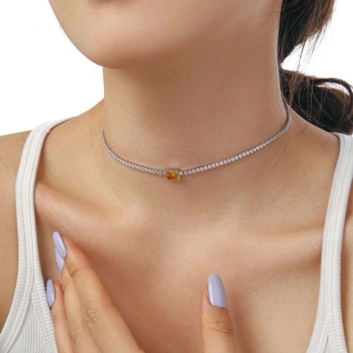 [Lumi Jewelry]2.0 carat Ornate Emerald Cut Necklace